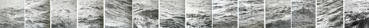 flood, graphite on watercolour paper, installation consisting of 14 panels, each 30cm x 30cm